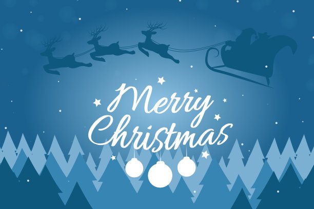 以蓝色纸为背景的圣诞快乐。圣诞季剪纸风格。抽象蜡笔剪纸插图。彩色贺卡模板与圣诞节。矢量图图片下载