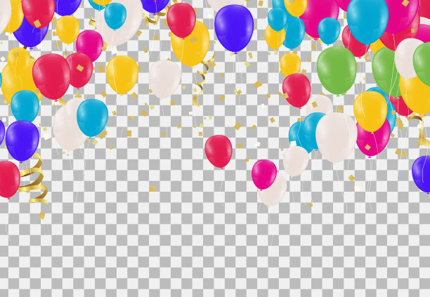 豪华彩色光泽氦气球背景。采购产品一套气球生日，周年纪念，庆祝派对装饰。矢量插图EPS10图片下载