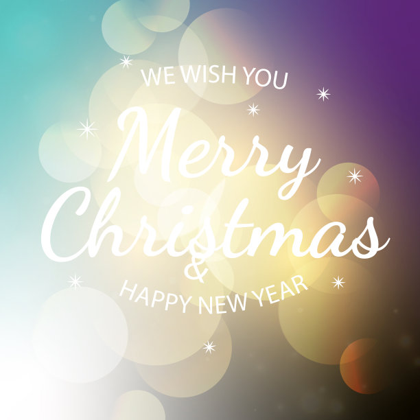 圣诞彩灯和新年快乐。现代书法题词圣诞快乐在模糊发光的背景。漂亮的焦外成像背景。矢量图图片下载