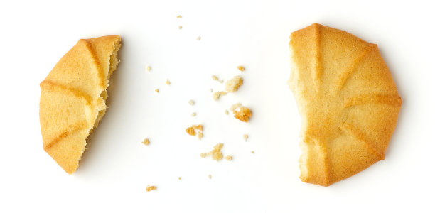 黄油曲奇孤立在白色，从上面图片下载