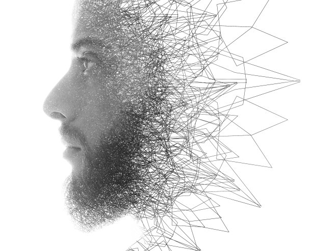 肖像结合数字插图图片下载