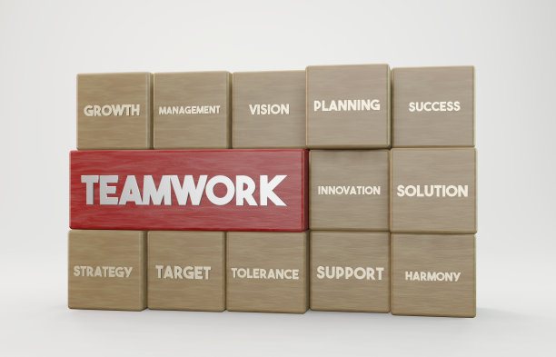 3D木立方体和团队合作的概念。图片下载