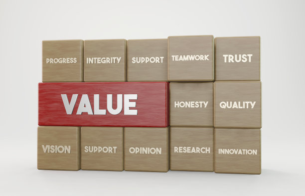 三维木立方体和价值概念。图片下载