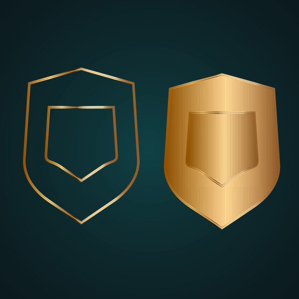 盾安全安全的图标矢量标志。黄金图片下载
