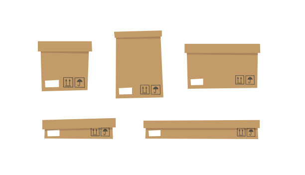 纸箱打开和关闭的回收盒。卡通风格插图交付包装。平面平面设计转发剪辑艺术。矢量集合模型隔离在白色背景图片下载