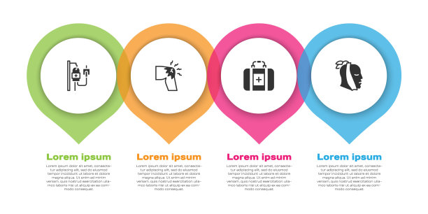 输液袋，关节痛，膝盖痛，急救箱，牙痛。业务信息模板。向量图片下载