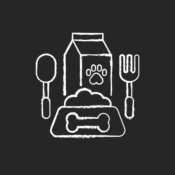 宠物餐厅粉笔白色图标上的黑色背景图片下载