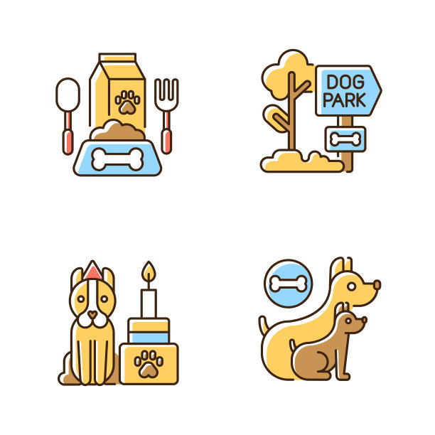 狗照顾服务RGB颜色图标设置图片下载