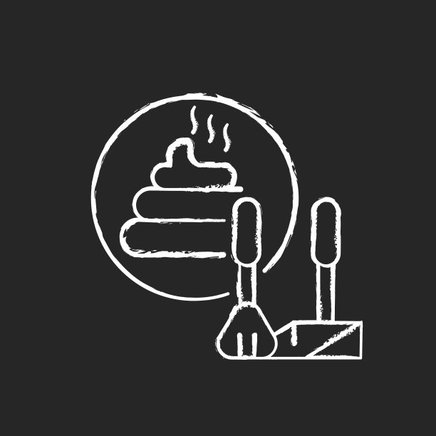 粪便铲粉笔白色图标上的黑色背景图片下载