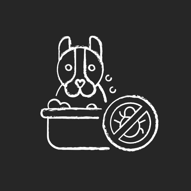 狗狗洗涤粉笔白色图标上的黑色背景图片下载