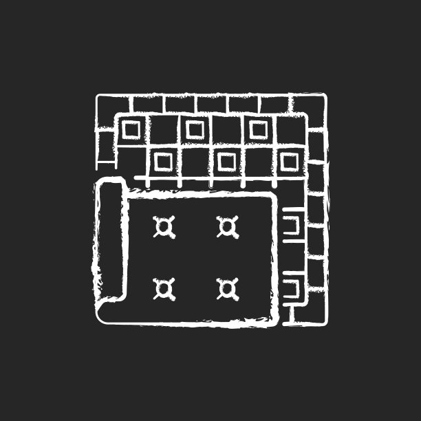 地毯和地毯粉笔白色图标上的黑色背景图片下载