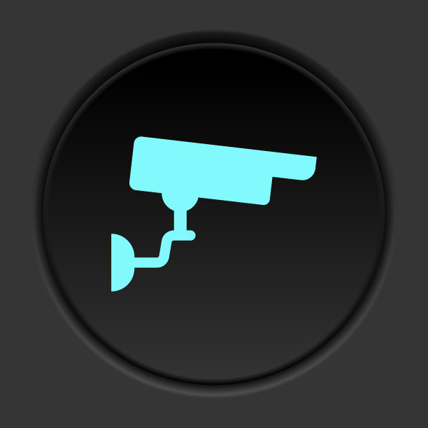 暗色按钮图标监控监控 CameraÂ。按钮横幅圆形徽章界面的应用说明图片下载