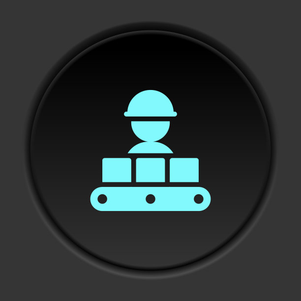 黑色按钮图标大规模生产输送机。按钮横幅圆形徽章界面的应用说明图片下载