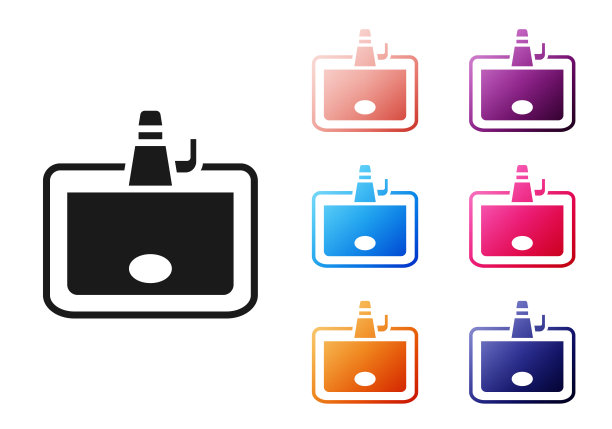 黑色脸盆与水龙头图标隔离在白色背景上。设置彩色图标。向量图片下载