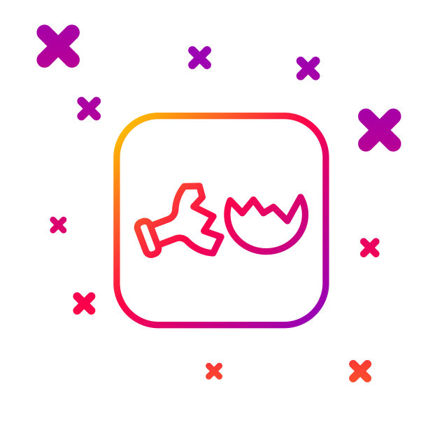 彩色线破碎的试管和烧瓶化学实验室测试图标隔离在白色背景上。实验室玻璃器皿。梯度随机动态形状。向量图片下载