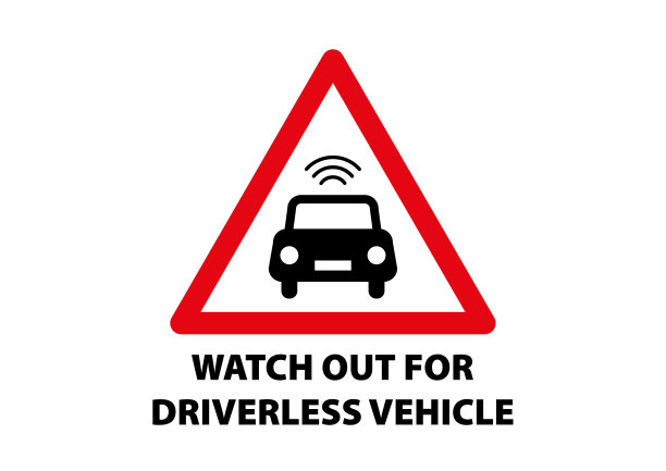 无人驾驶汽车或自动驾驶汽车警告图标或符号的矢量。图片下载
