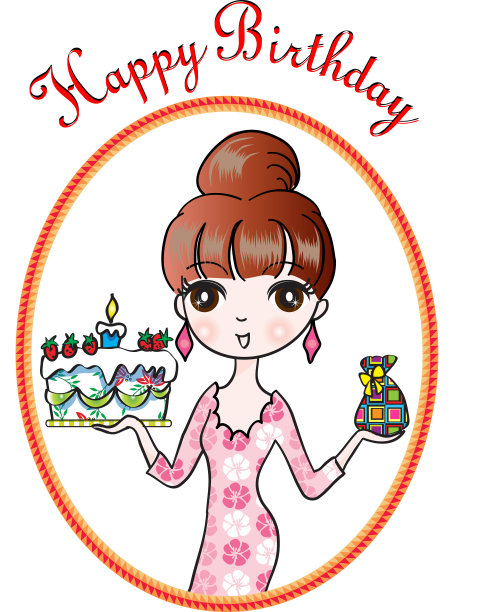 卡通美女生日贺卡图片下载