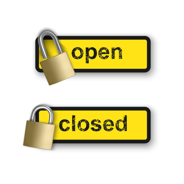 白色背景上的封闭和开放标志图片下载
