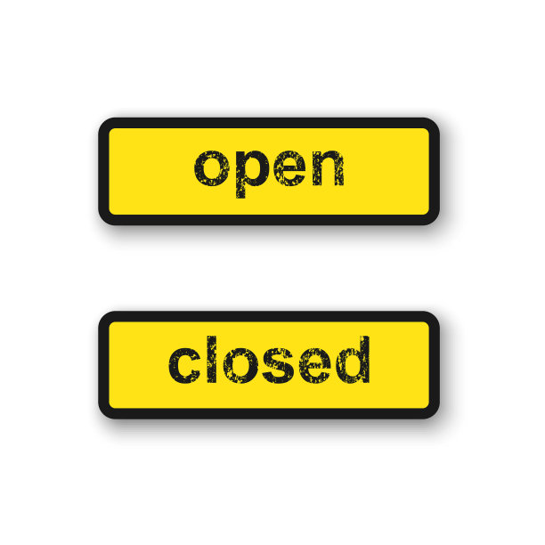 白色背景上的封闭和开放标志图片下载