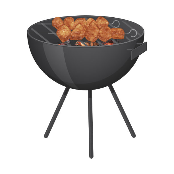 烧烤是在烧烤物体上炸成白色图片下载