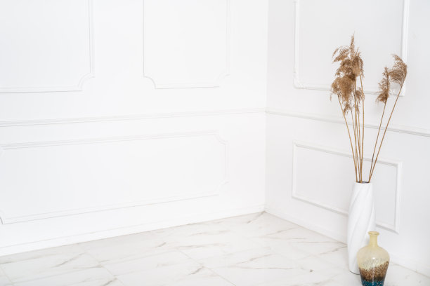 在古典室内的墙壁上装饰用灰泥。图片下载