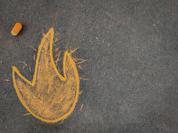 手绘火表情。使用彩色粉笔图片下载