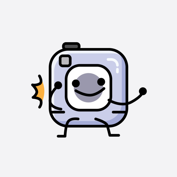 可爱的动作相机吉祥物人物在平图片下载