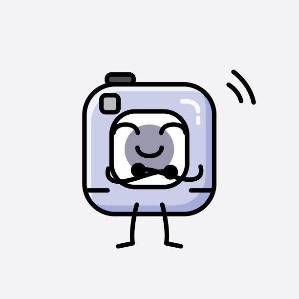 可爱的动作相机吉祥物人物在平图片下载
