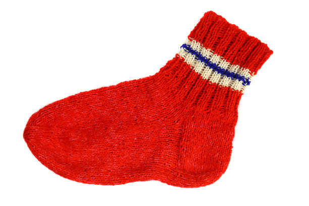 羊毛针织冬季袜子孤立的白色图片下载