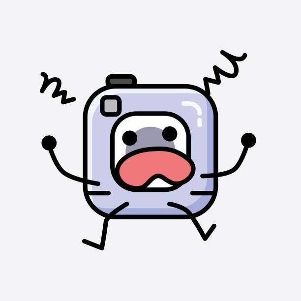 可爱的动作相机吉祥物人物在平图片下载