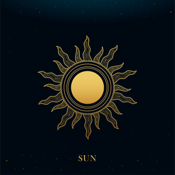 金色的太阳。金色波西米亚风格。矢量图图片下载