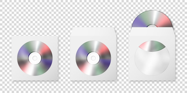 矢量3d现实空白CD, DVD和纸封闭和开放的塑料窗口信封，封面设置隔离在白色背景。前,俯视图。设计模板的包装模型图片下载