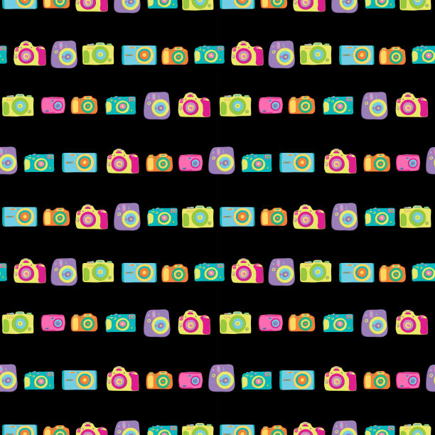 照片相机无缝图案。绘制复古彩色电影。明亮和丰富多彩的设计和印刷青少年和儿童。用于织物、纺织品、纸张图片下载