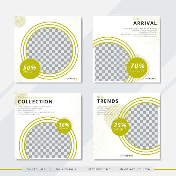 设置现代方形可编辑横幅模板。极简主义的设计。适合社交媒体发布和网络。矢量插图与照片学院。图片下载