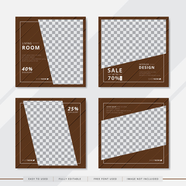 设置现代方形可编辑横幅模板。极简主义的设计。适用于社交媒体帖子和网络。矢量插图与照片学院。图片下载