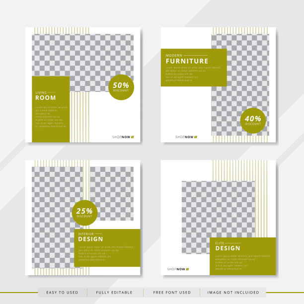 设置现代方形可编辑横幅模板。极简主义的设计。适用于社交媒体帖子和网络。矢量插图与照片学院。图片下载