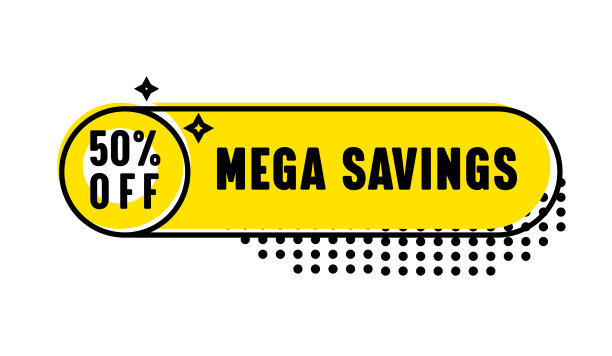 Mega Savings Banner的数字社交媒体营销广告。热优惠，周末购物或折扣。价格了图片下载