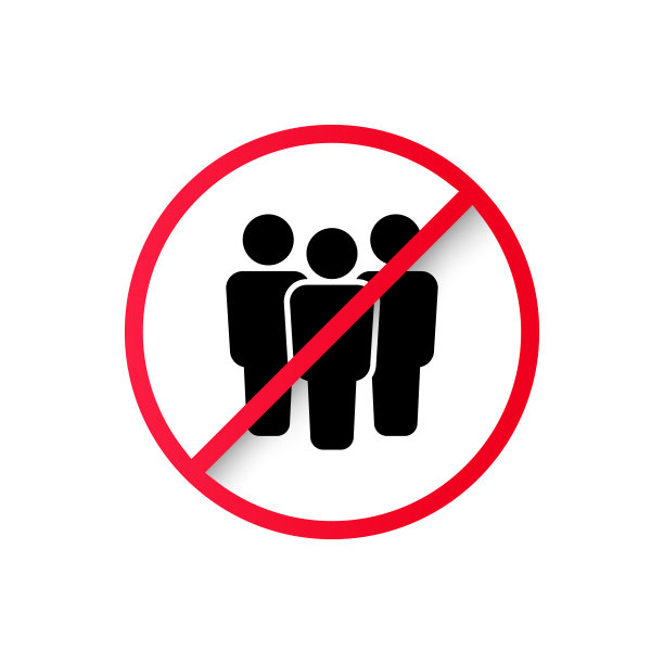 没有人群。一群人站在禁酒标志上。禁止检疫标志。公共访问限制。避免去拥挤的地方。图片下载