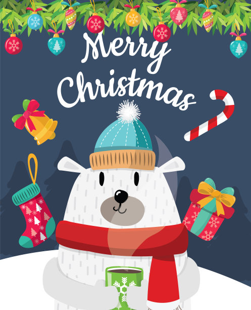 圣诞背景熊矢量设计06图片下载