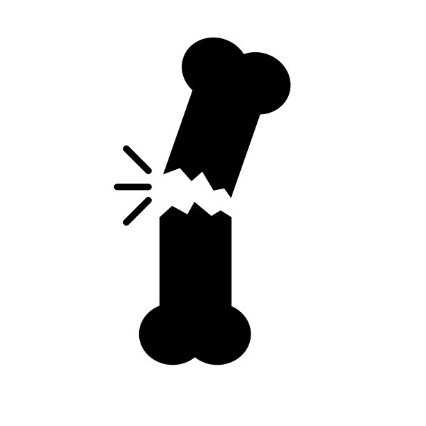 破碎的骨头图标上的白色背景。平的风格。人体骨折迹象。图片下载