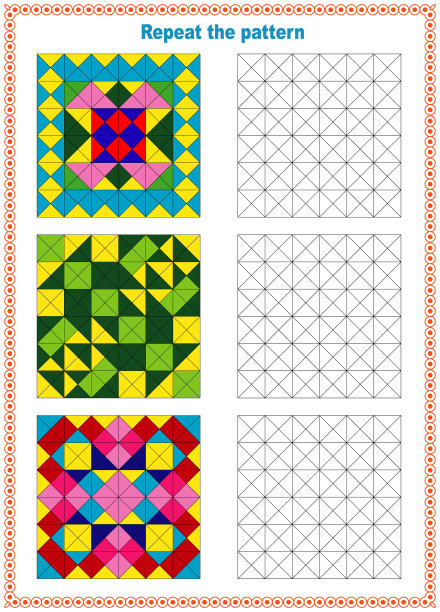 填写模板。复制图片。印刷板。像素图形。教育对学龄前儿童来说是一种逻辑游戏。矢量插图。图片下载