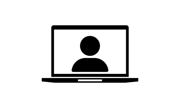 笔记本电脑用户。笔记本电脑与人的图标在屏幕上，个人信息，屏幕头像插图。矢量图图片下载