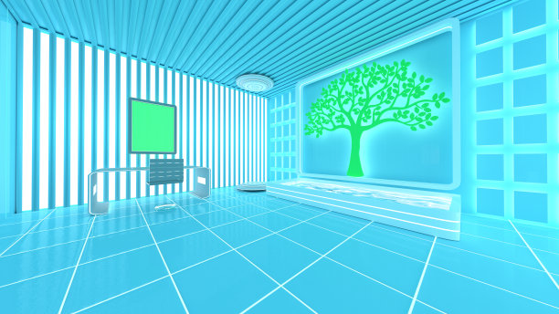 3D插画未来主义室内图片下载