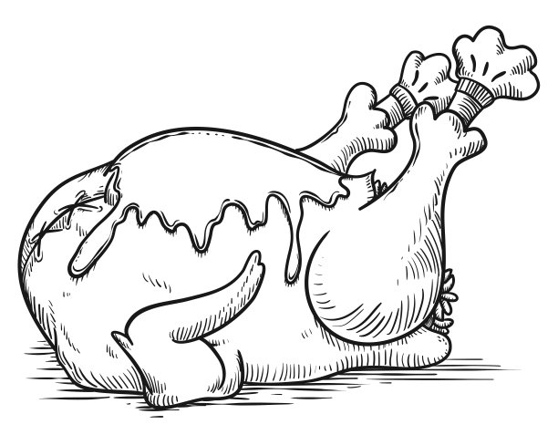 烤火鸡盖酱手绘风格图片下载