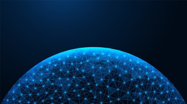 数字的全球网络。数据交换技术。世界地图。图片下载