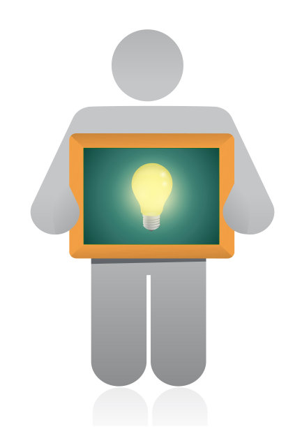 图标拿着一个想法的灯泡插图设计图片下载