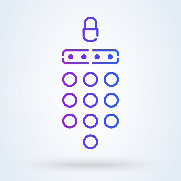 密码域签名、行图标或标识。密码和解锁概念。PIN码输入向量线性说明。图片下载