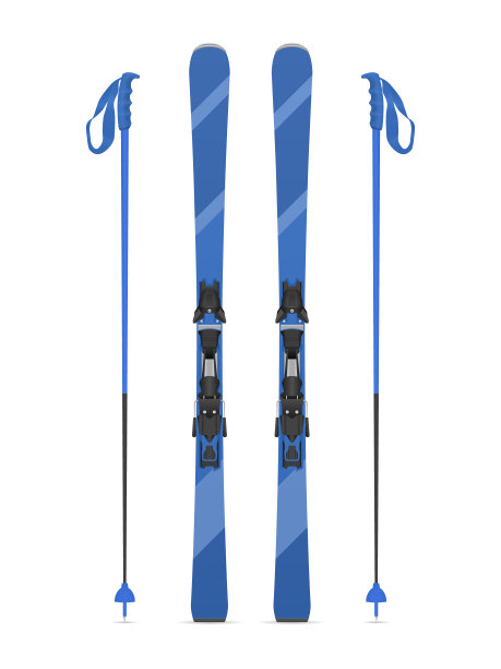 高山滑雪板和滑雪杖图片下载
