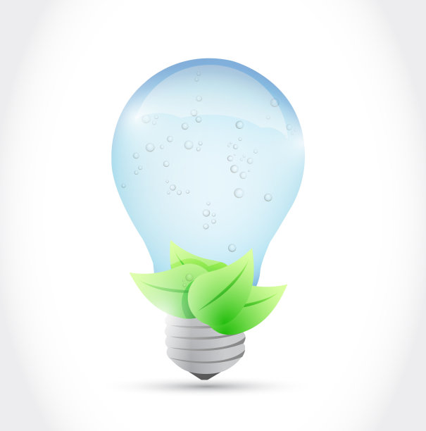 水灯泡和树叶插图设计图片下载