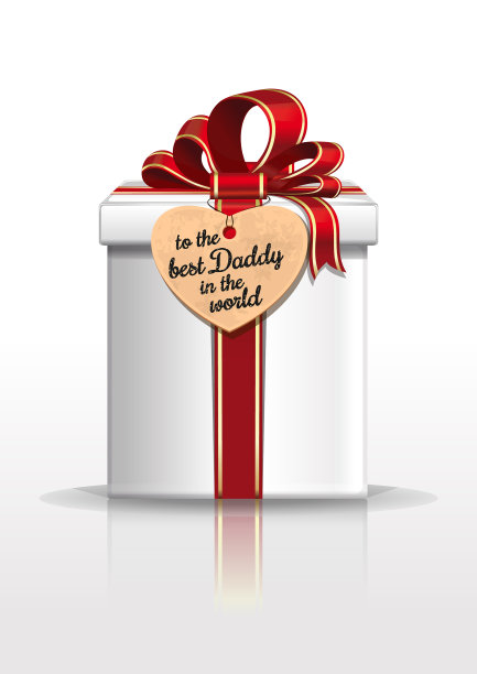 父亲节礼物盒与红丝带和蝴蝶结图片下载
